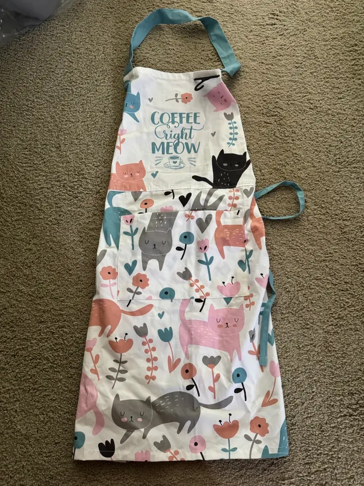 New Colorful Cat Print Apron with front pocket