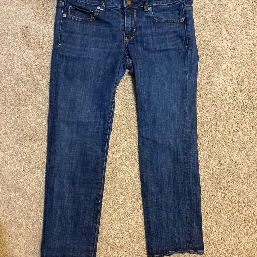 American Eagle Women's Size 4 Artist Crop Stretch Dark Blue Denim Jeans