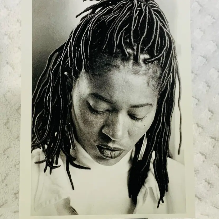 Vintage Postcard Black Writers
PHOTOGRAPHS BY JILL KREMENTZ
TERRY McMILLAN, New York, N.Y., April 29, 1995
Terry McMillan (b. 1951) is an uninhibited and wildly funny writer whose tales of manners among modern African American women (Disappearing Acts, Waiting to Exhale) have quickly achieved mass success. She is also in demand for her enthralling readings of her work.