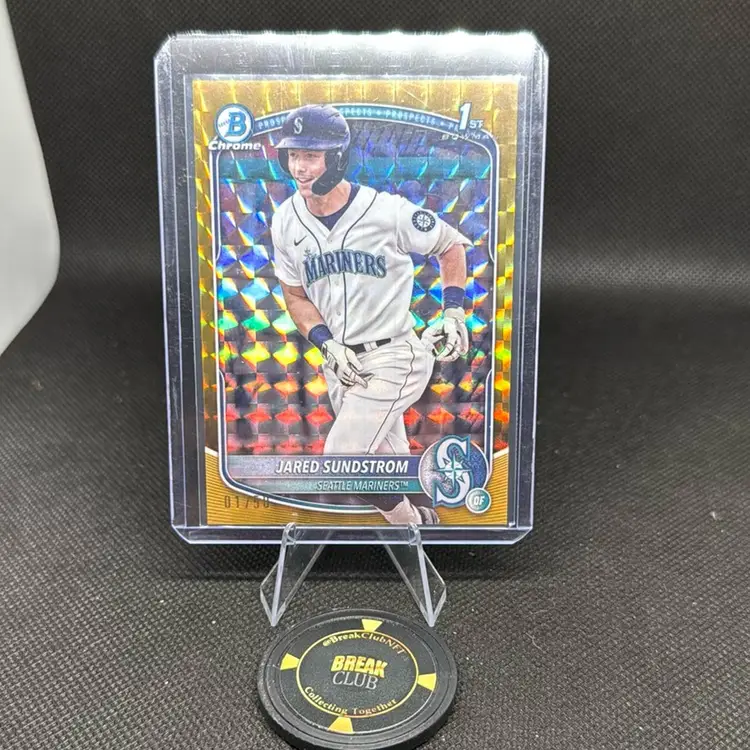 2025 Bowman Chrome 1st Jared Sundstrom Gold Geometric 01/50 Seattle Mariners