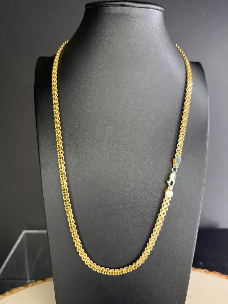 Vintage Gold on Sterling Silver Large Bismark Link 24" 33.5 Gram Necklace