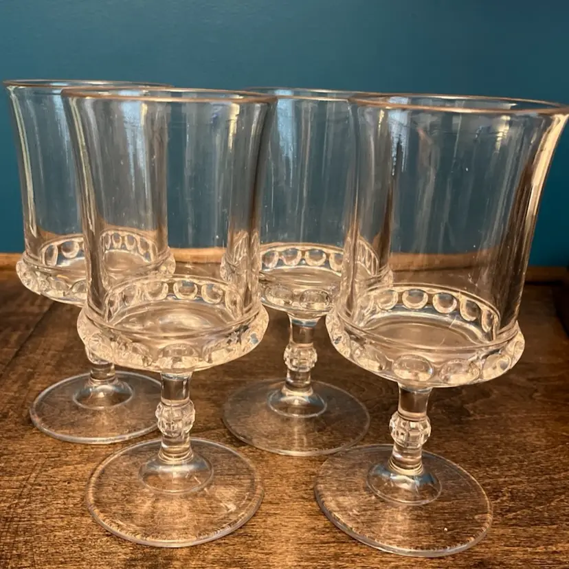 Vintage EAPG Dakota Thumbprint Wine Goblets ~ US Glass ~ Set Of 4 ~ EUC