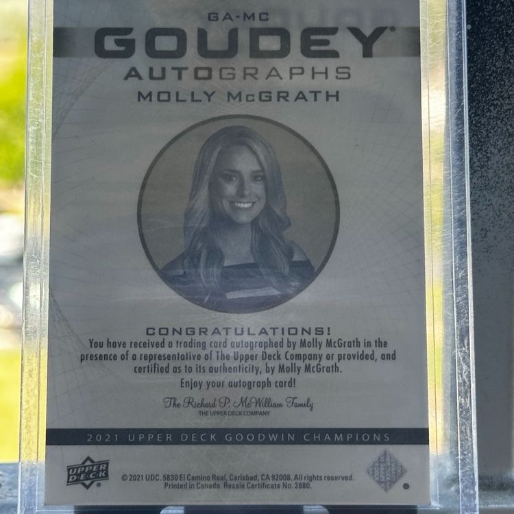 Molly McGrath Goodwin Champions 2021 Auto