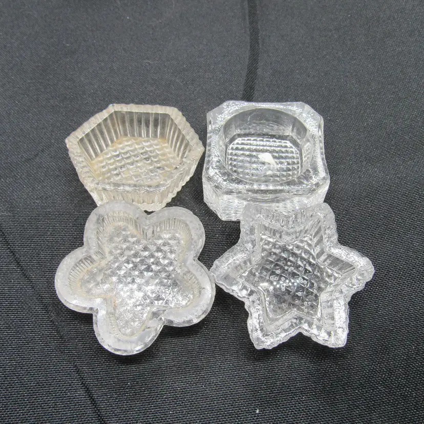 4 Small Vtg Assorted Shaped Glass Open Salt Cellars (#67)