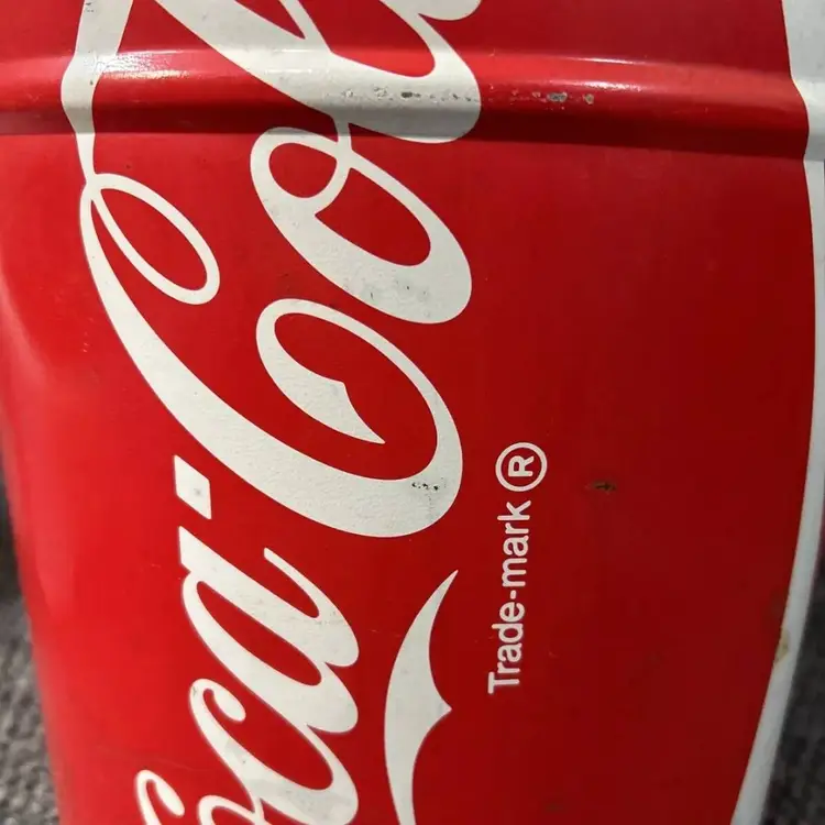 Vtg Coke Coca Cola Popcorn Tin 80s 90s Advertising EMPTY Red White Soda Ba