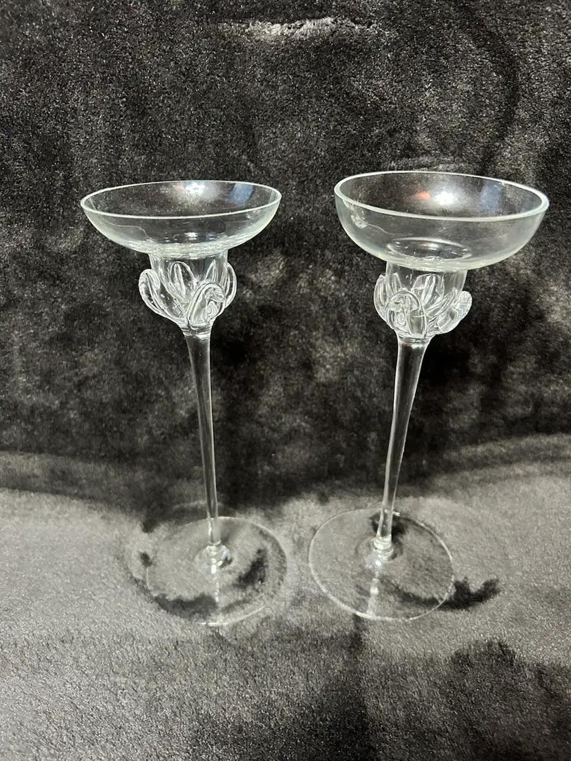 Pair Of Crystal Taper Candle Holders