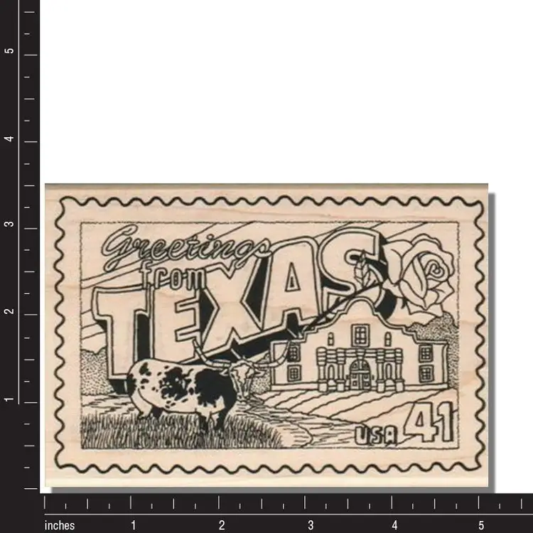 Greetings From Texas Postcard Rubber Stamp