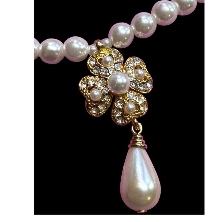 Vintage Faux Pearl Necklace 16”  & 7” Bracelet- 2 Piece Married Set - Necklace NOS Made In Korea