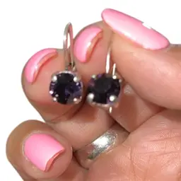 Sterling Silver Purple Rhinestone Earrings