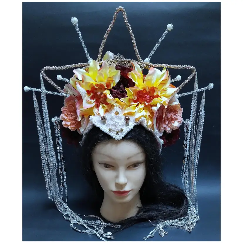 Ethnic Tribal fusion Exotic Headdress Handsewn