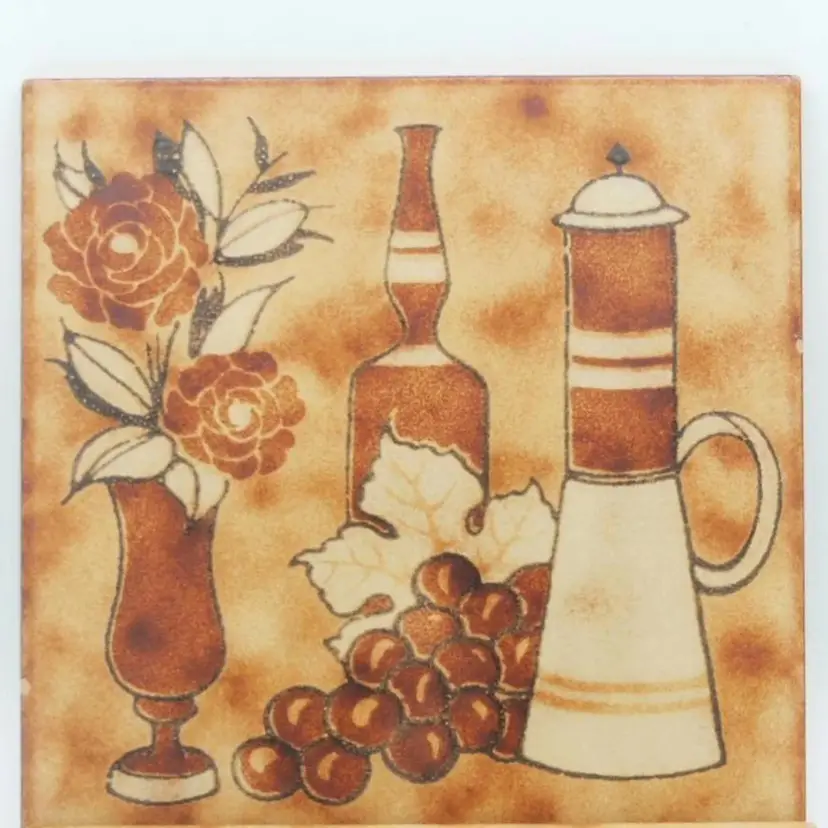 Vintage Set of 2 Semigres Italian Pottery Tile/Trivets