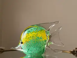 Art Glass Fish Paperweight With Applied Glass Eyes