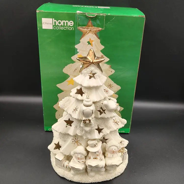 JCPENNEY Home Collection Bisque Christmas Tree Lighted Decor