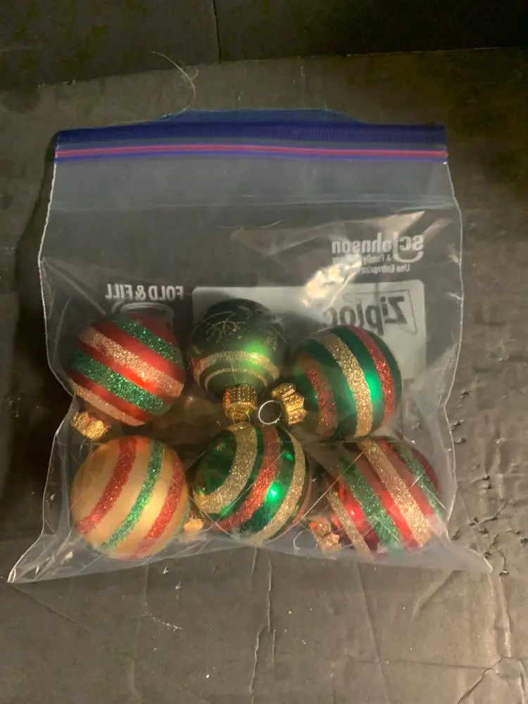 Lot Of 6 Glass Christmas Ornaments 1 1/2 Inches