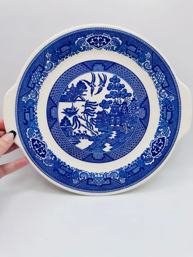 Vintage Blue Willow Cake Plate