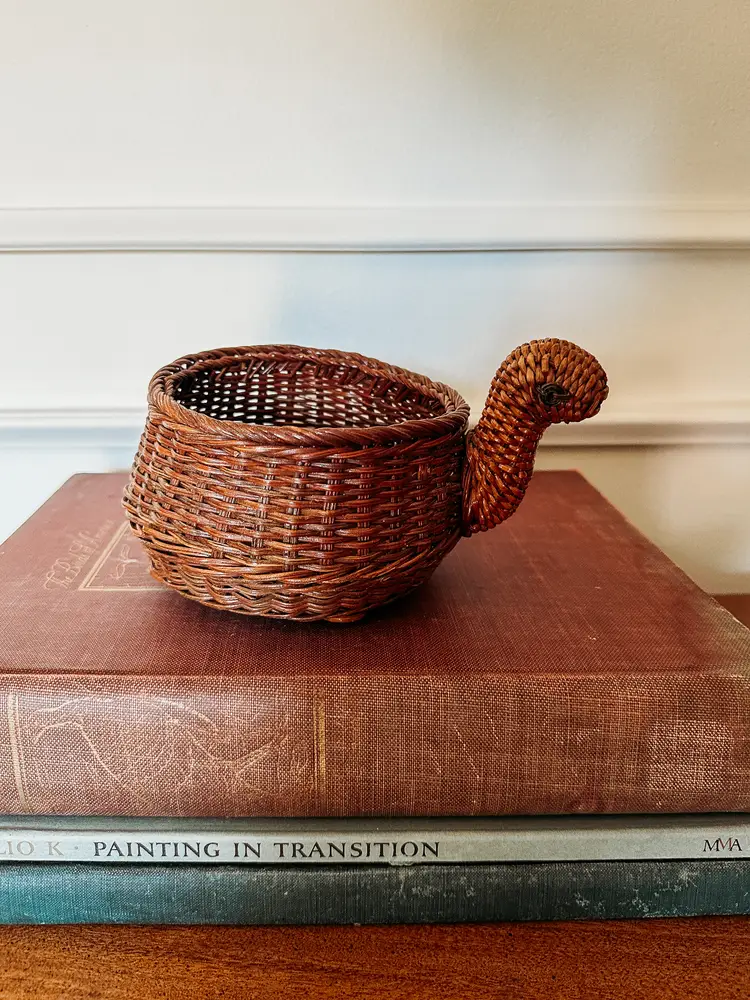 Sweet vintage wicker turtle basket