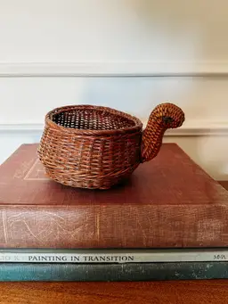 Sweet vintage wicker turtle basket