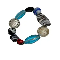 Stretch Stone And Plastic Ladybug Bracelet 3”