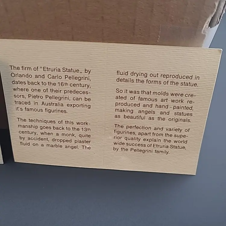 VINTAGE PAIR OF ETRURIA STATUE ANGELS FIGURINES MADE IN ITALY ANGEL ORNAMENTS