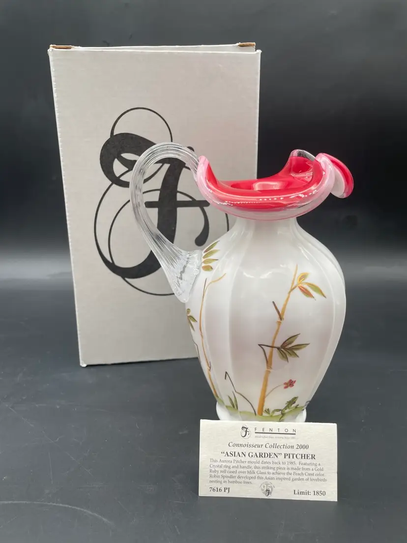 Fenton Connoisseur Collection “Asian Garden” Pitcher