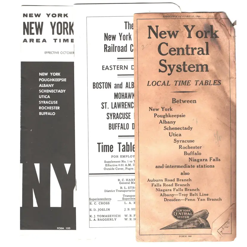 Three New York Central Time Tables Transportation Railroads Model Railroading