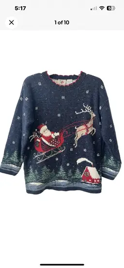 Vtg Nutcracker size S Grandmacore Ugly Christmas Sweater Santa Sleigh 39" Chest