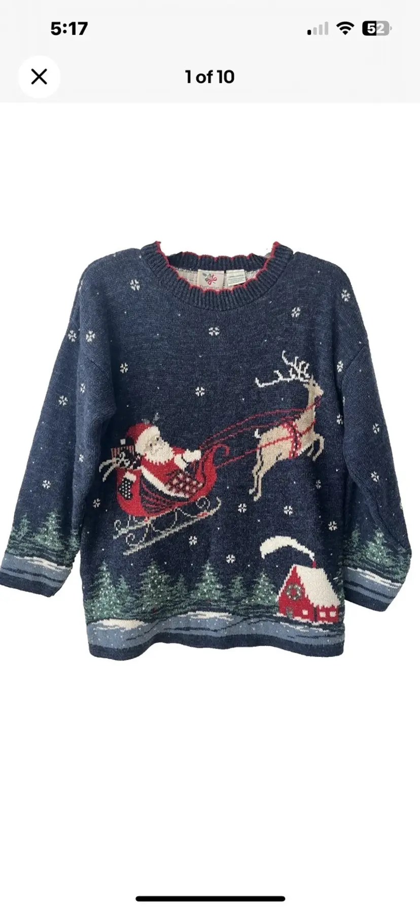 Vtg Nutcracker size S Grandmacore Ugly Christmas Sweater Santa Sleigh 39" Chest