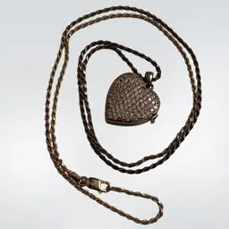 Sterling Silver Rhinestones Heart Locket On Chain