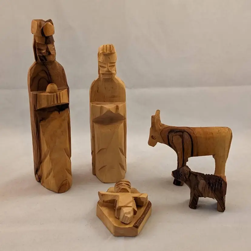 Vintage Olive Wood Holy Land Christmas Nativity Figurines - 6 Replacement Pieces