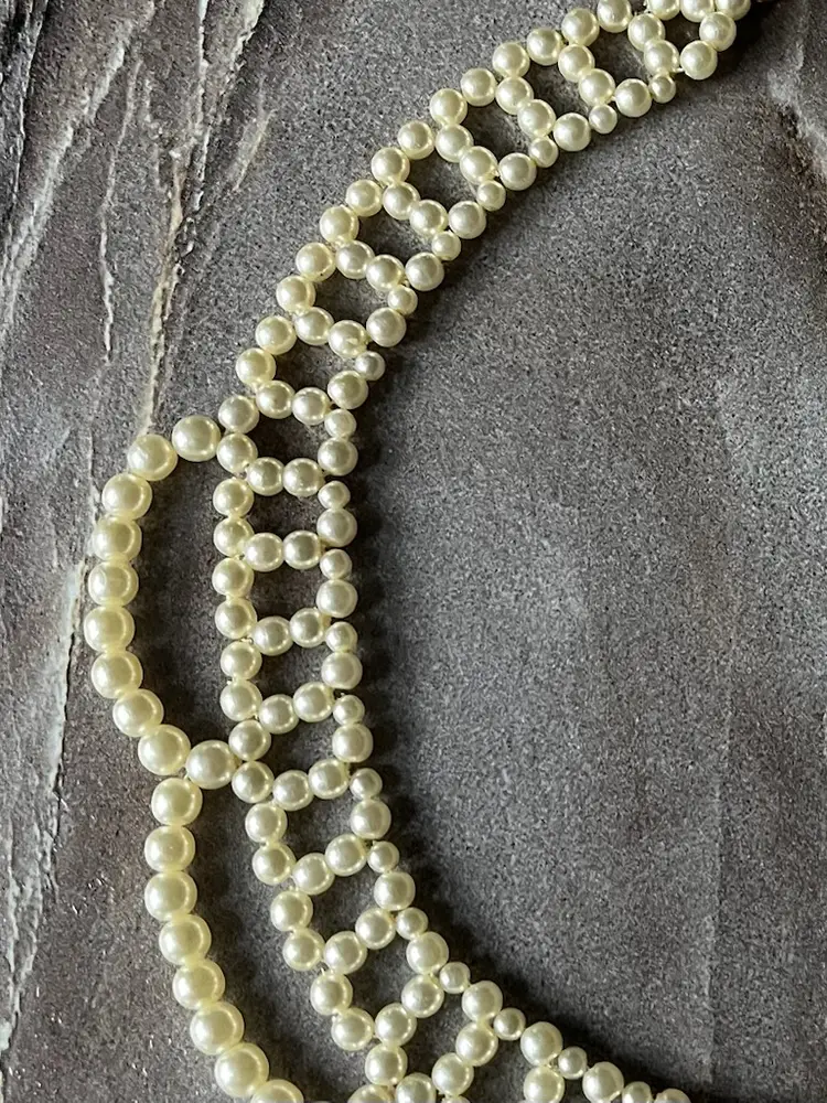 Vintage Faux Pearl Beaded Necklace Adjustable