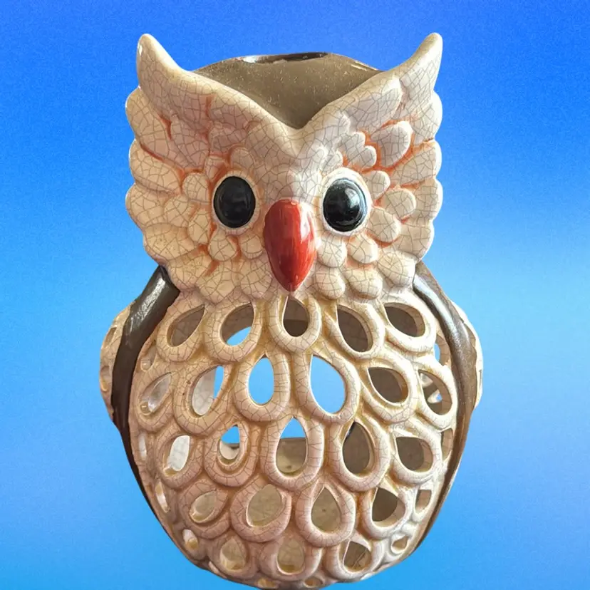 Vintage Ceramic Owl Tea Light Holder