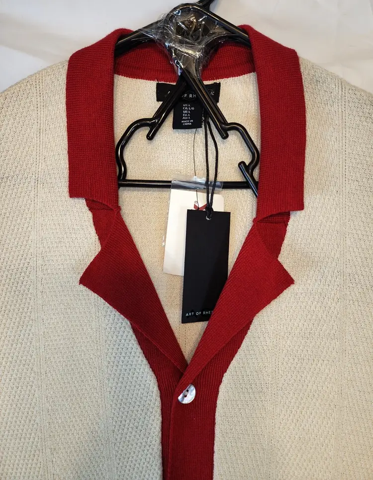 New Art of Rhetoric Men's X-Large Short Sleeve Cardigan Sweater Lobster Pockets