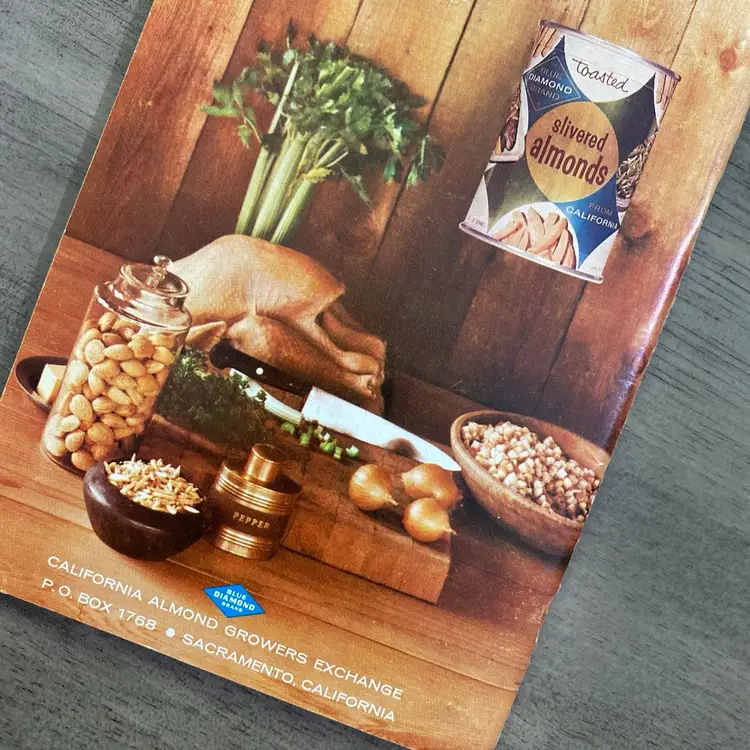 A Treasury of the World's Best Almond Recipes  1963 Blue Diamond Brand Cookbook