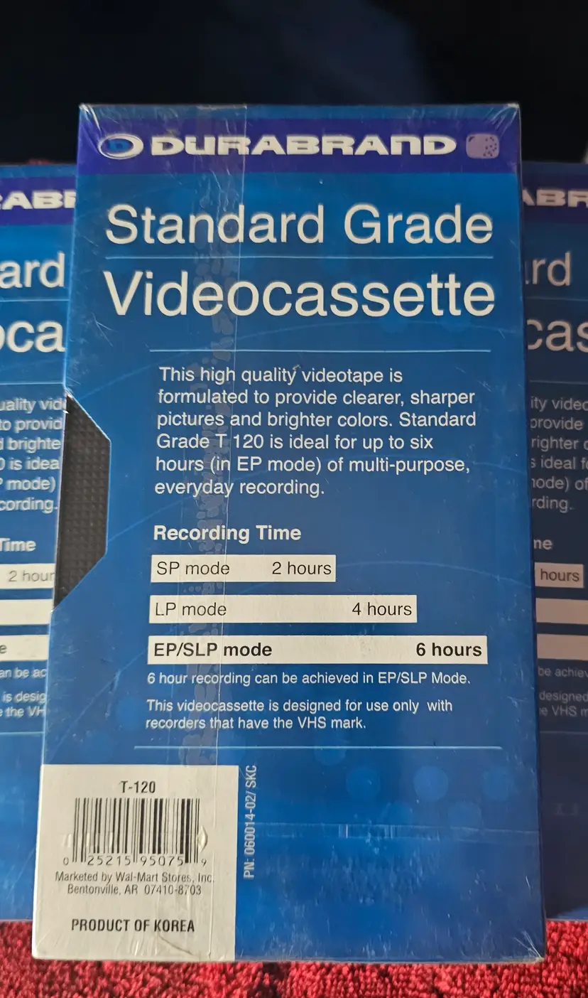 3 VHS Blank Tapes Durabrand T-120 Videocassette Taping 6 Hours Recording SEALED