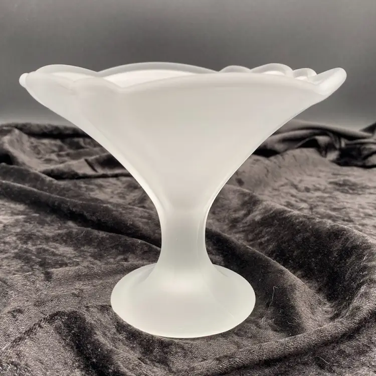 Borgonovo (Italy) Frosted Glass Parfait/Ice Cream Dish, Sculpted, 5" tall