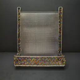 Metal Beaded Wire Mesh Organizer/Jewelry Rack with Basket