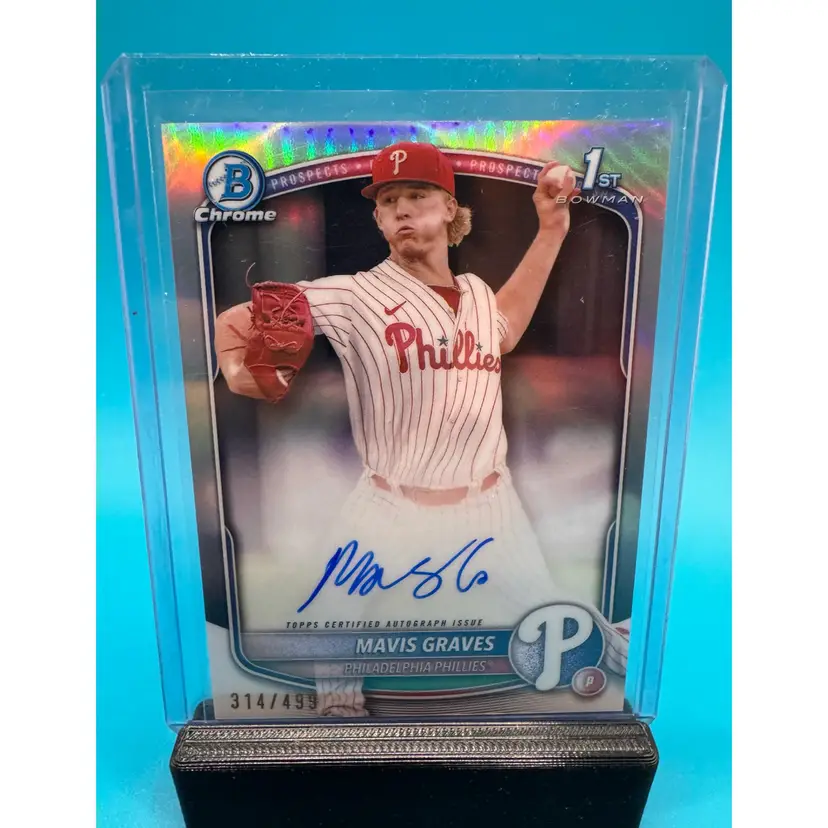 Mavis Graves 1st Bowman Chrome Refractor Auto /499 Philadelphia Phillies