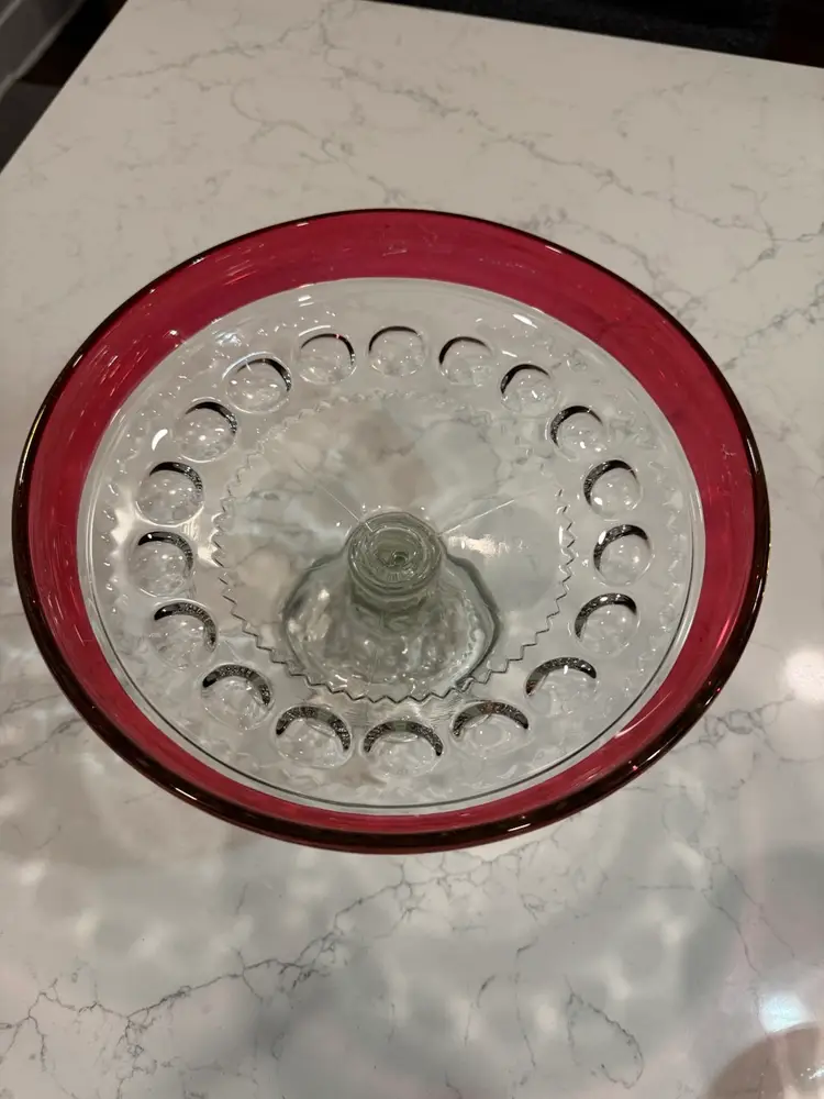 Vintage Ruby Red Glass Compote