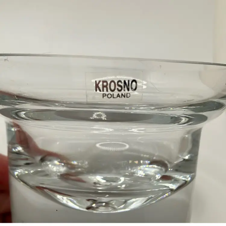 PAIR of Krosno Poland Glass Candle Holders