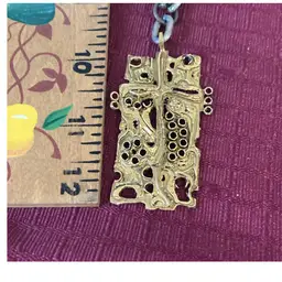 #01 - Vintage Goldtone Rectangle Pendant 26 inch chain lightweight