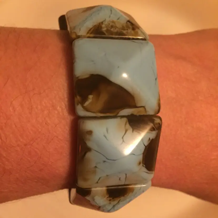 VINTAGE Bracelet Square Blue n Brown Sections Stretch
BOHO