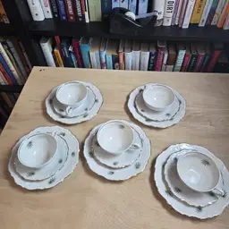 Winterling Atomic Starburst German teacup saucer dessert plate set of 5 READ