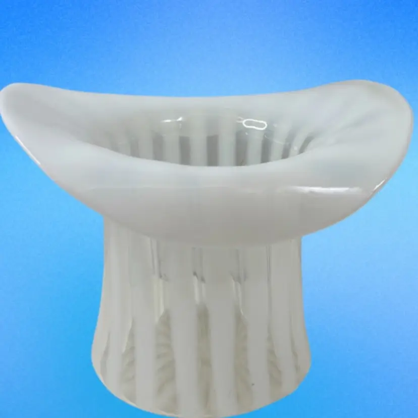 Fenton Vase Large Glass Top Hat Vase Opalescent With White Stripe  Art Glass 6.25” T x 8.25”L x 7” W