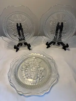 Carnival Glass Side Plates Clear