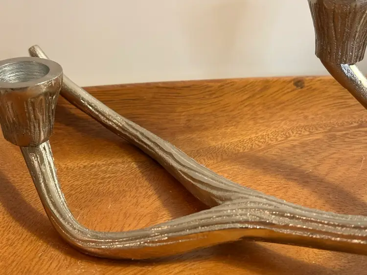 MCM Aluminum Antler or Branch Three Light Candlelabra