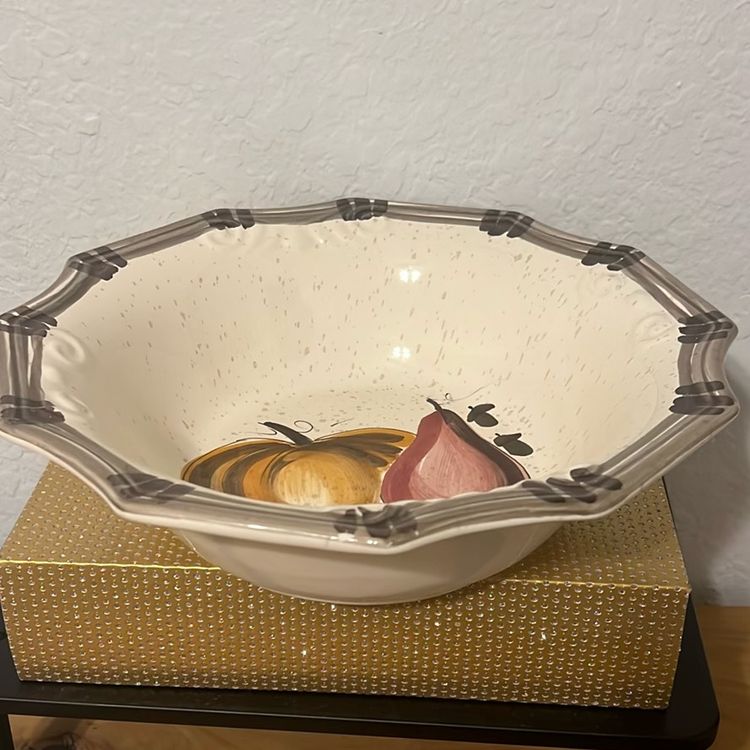 Vintage Marco e Cristina Large Pumpkin & Pear Serving Bowl