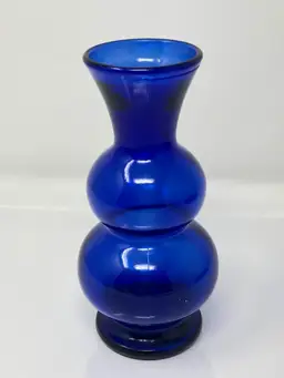 Cobalt Blue Double Bubble Glass Vase