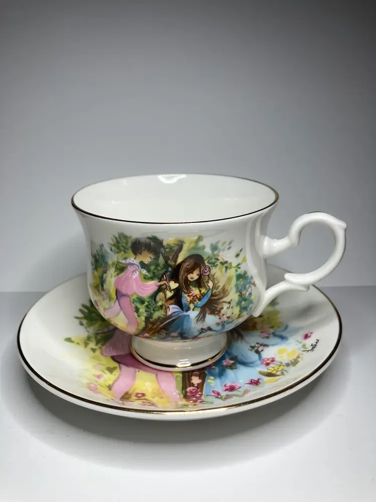 Staffordshire Courting Couple Tea Cup Foster