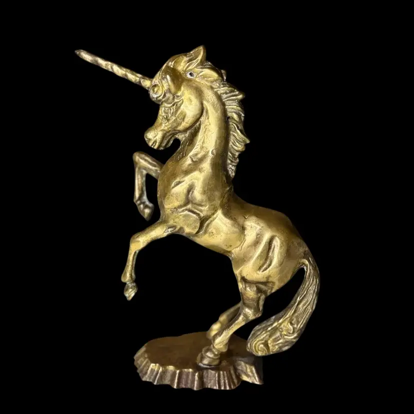 Vintage Brass Mythical Rearing Unicorn Figurine/Statue 
8-1/2” T x 8” W