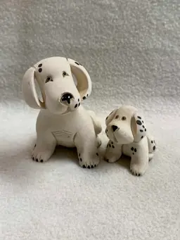 Vintage Artesania Rinconada - Dalmatian Dog Figurines (large and small) - Set of 2 (N142)